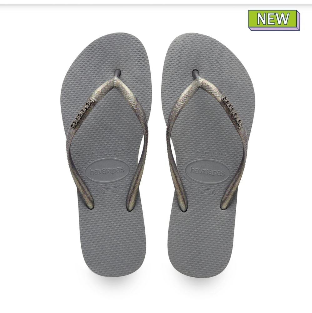 Havaianas grey and silver with Rhinestones